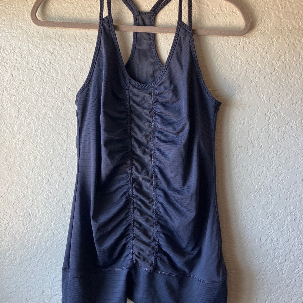 Zella Sports Gray Blue Rouched Front Racerback Tank Top womens M
